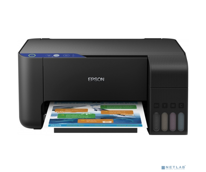 Epson L3101 (C11CG88402/C11CG88512) { А4, 33 стр/мин, СНПЧ, USB} (Бумага + Чёрный картридж + USB кабель) - фото №1