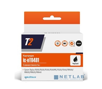 T2 C13T048140 (IC-ET0481) Картридж для Epson Stylus Photo R200/R300/RX500/RX600, черный, с чипом - фото №1