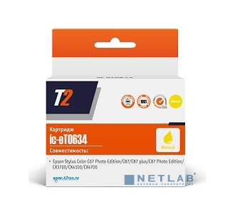 T2 C13T06344A (IC-ET0634) Картридж для Epson Stylus Color C67PE/C87/CX3700/CX4100, желтый, с чипом - фото №1