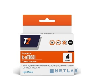 T2 C13T06314A Картридж (IC-ET0631)  для Epson Stylus Color C67PE/C87/CX3700/CX4100, черный, с чипом - фото №1