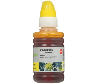 Cactus Чернила CS-GI490Y для Canon Pixma G1400/G2400/G3400, желтый, 100мл - фото №1