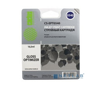 Cactus C13T05404010 Картридж струйный Cactus CS-EPT0540 прозрачный для Epson Stylus Photo R800/ R1800 (16,2ml)