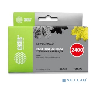 CACTUS PGI-2400XL Y Картридж струйный для Canon MB2050/MB2350/MB2040/MB2340, желтый (20.4мл)