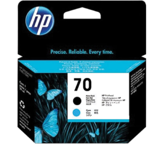 Печатающая головка HP 70 черная матовая и голубая (16000 стр)