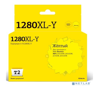 T2 LC-1280XLY Картридж (IC-B1280XL-Y) струйный для Brother MFC-J5910DW/J6510DW/J6710DW/J6910DW, желтый