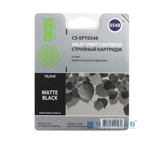 Cactus C13T05484010 Картридж струйный Cactus CS-EPT0548 черный матовый для Epson Stylus Photo R800/ R1800 (16,2ml)