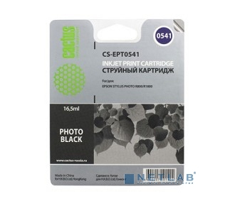 Cactus C13T05414010 Картридж струйный CS-EPT0541 черный для Epson Stylus Photo R800/ R1800 (16,2ml)
